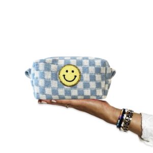 BIBI make up pouch check Blue