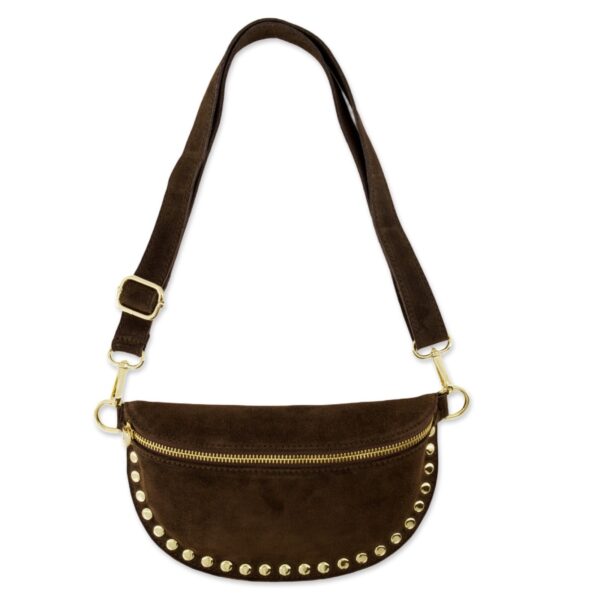 BOULOU studded cross body Dark Brown