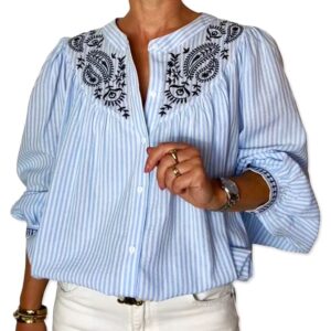 MAGGIE blouse Stripe Embroidery