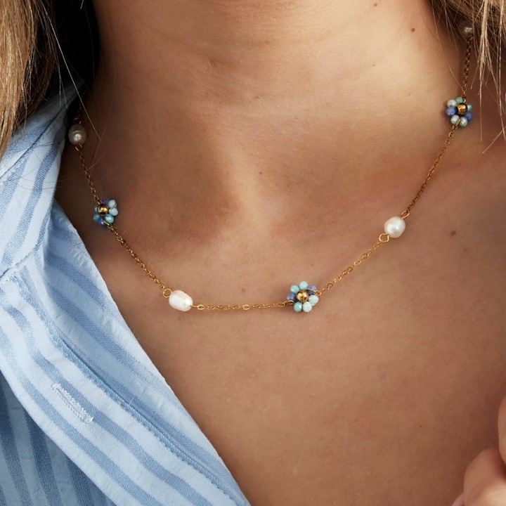 NOVY necklace flowers Blue 2