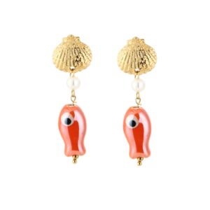 VAILLY earrings Fish Orange