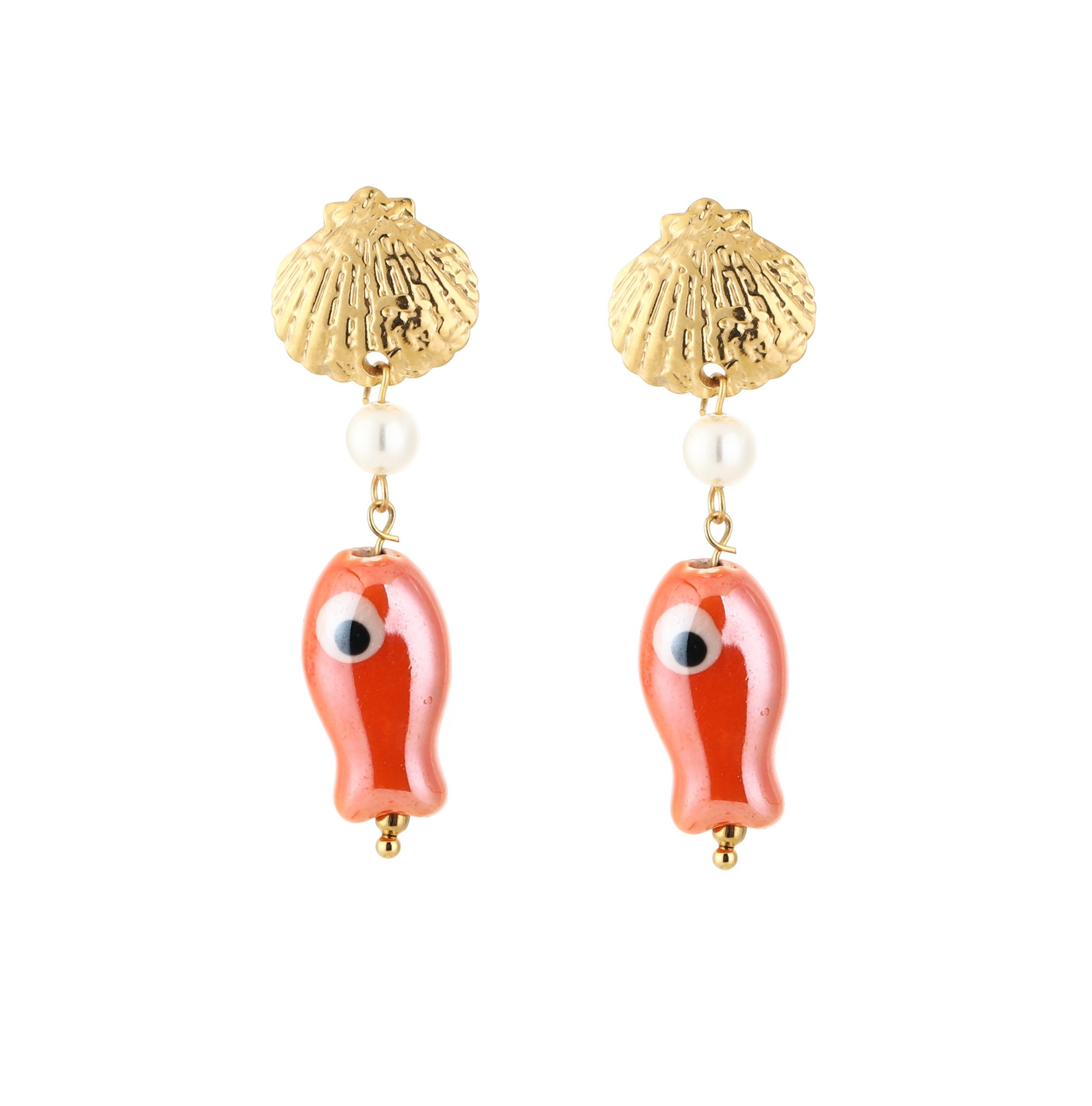 VAILLY earrings Fish Orange