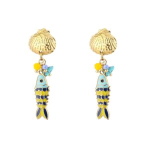 VILLOZ earrings Fish Blue