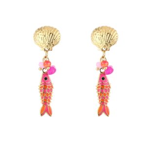 VILLOZ earrings Fish Pink